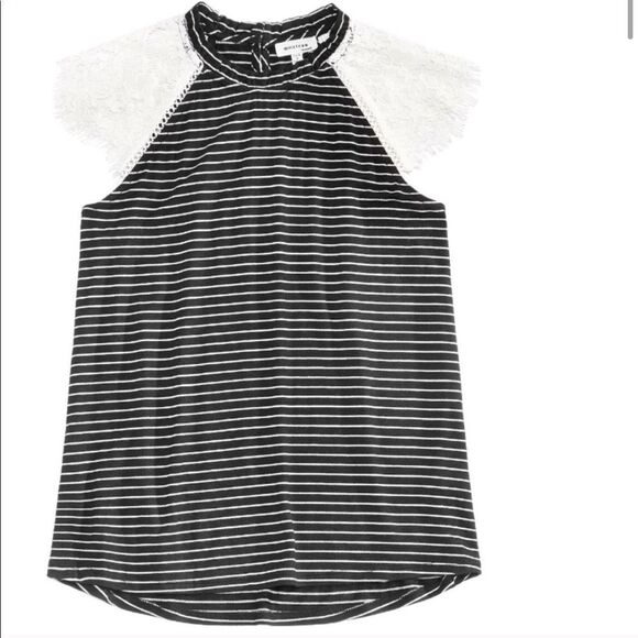 Lace sleeve stripe top - Picture 2 of 8